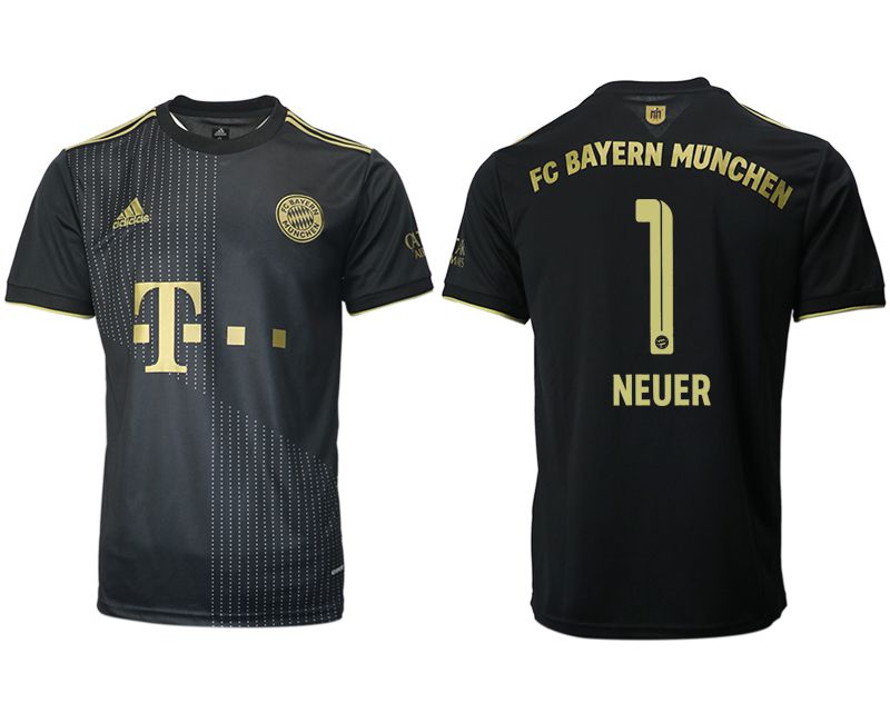 Men 2021-2022 Club Bayern Munich away aaa version black #1 Adidas Soccer Jersey